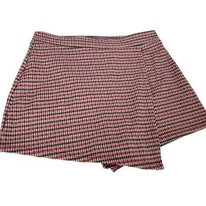 Mezzanine Womens Skirt Medium Red Short Tweed Skort Spandex